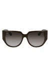 Ferragamo Gancini Tea Cup 58mm Oval Sunglasses In Dark Khaki