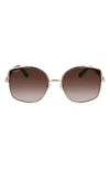 Ferragamo Gancini 57mm Gradient Oval Sunglasses In Gold/ Brown Gradient
