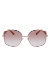 Ferragamo Gancini 57mm Gradient Oval Sunglasses In Rose Gold/ Nude Gradient