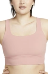 Nike Women's Alate Ellipse Medium-support Padded Longline Sports Bra In Red Stardust/ White