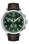 Tissot Chrono Xl Classic Quartz Chronograph Green Dial Brown Leather Strap Men's Watch T116.617.16.092.00 In Brown