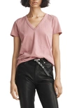 Rag & Bone The Slub V-neck Organic Pima Cotton T-shirt In Rose