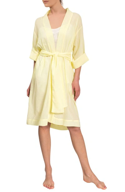 Everyday Ritual Short Tie Waist Dressing Gown In Limoncello