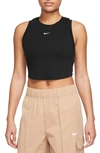Nike Women's  Sportswear Chill Knit Tight Cropped Mini-rib Tank Top In Black