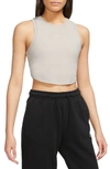 Nike Women's  Sportswear Chill Knit Tight Cropped Mini-rib Tank Top In Brown