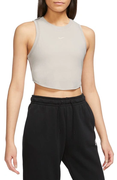 Nike Women's  Sportswear Chill Knit Tight Cropped Mini-rib Tank Top In Brown