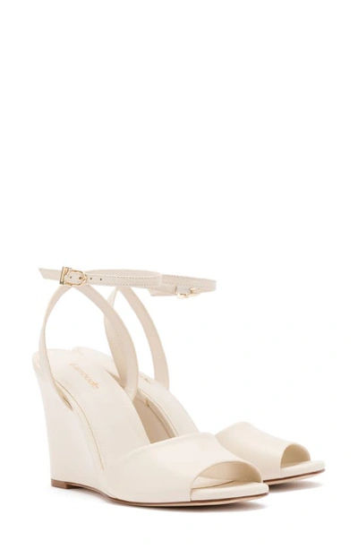 Larroude Yves Ankle Strap Wedge Sandal In Ivory