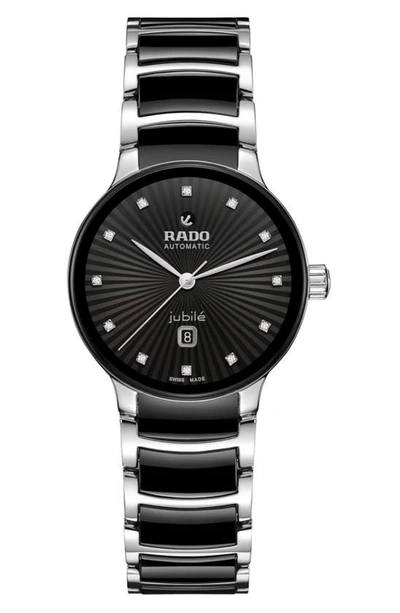 Rado Centrix Diamond Ceramic Bracelet Watch In Black