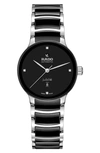Rado Centrix Diamond Bracelet Watch, 30.5mm In Black