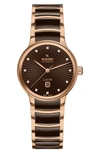 Rado Centrix Automatic Diamond Bracelet Watch, 30.5mm In Brown