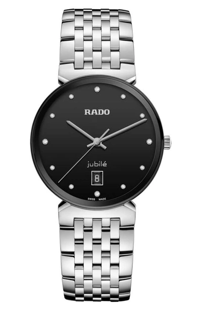Rado Florence Diamond Bracelet Watch, 38mm In Black/silver