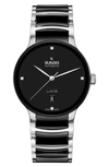 Rado Centrix Automatic Diamond Bracelet Watch In Black