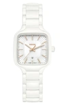 Rado Women's Swiss True Square White High-tech Ceramic Bracelet Watch 29mm