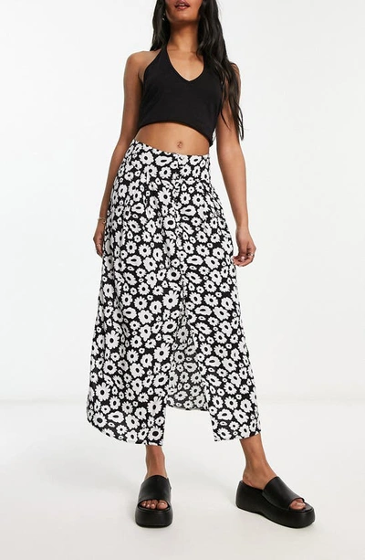 Asos Design Print A-line Midi Skirt In Black Multi