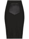 Dolce & Gabbana Midi Black Skirt With Quilted Detail In Fabric Woman In Nero