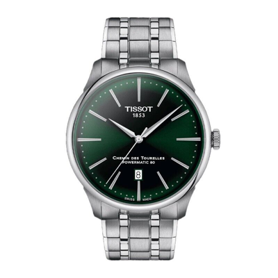 Pre-owned Tissot Chemin Des Tourelles 80 Green Dial 42mm Men's Watch T1394071109100