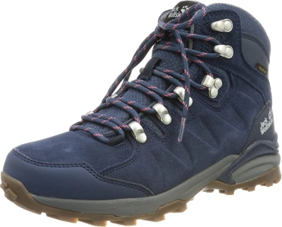 Pre-owned Jack Wolfskin Women's Refugio Texapore Mid W Backpacking Boot In Dark Blue/grey