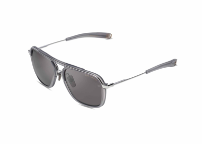 Pre-owned Dita Lancier Lsa-400 Sunglasses Dls400-57-03-a Crystal Grey Frame Black Lenses In Black Palladium