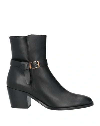 Tod's Womens Black Gomma Tronch Buckle-embellished Leather Heeled Ankle Boots
