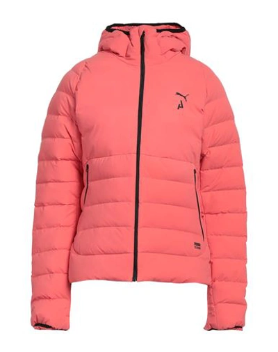 Puma Woman Down Jacket Coral Size M Polyester In Red