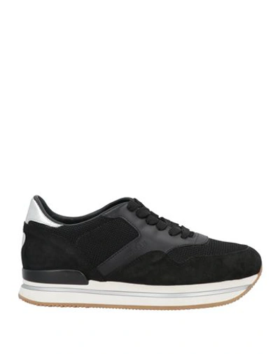 Hogan Woman Sneakers Black Size 6.5 Soft Leather, Textile Fibers