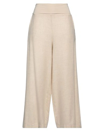 Manila Grace Woman Pants Beige Size 10 Viscose, Wool, Elastane