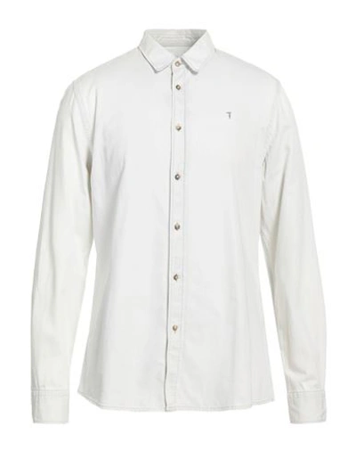 Trussardi Jeans Man Denim Shirt Cream Size 16 Cotton In White