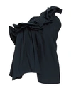 Marques' Almeida Woman Top Midnight Blue Size 6 Cotton In Blue