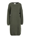 Vicolo Woman Mini Dress Military Green Size Onesize Viscose, Polyester In Green