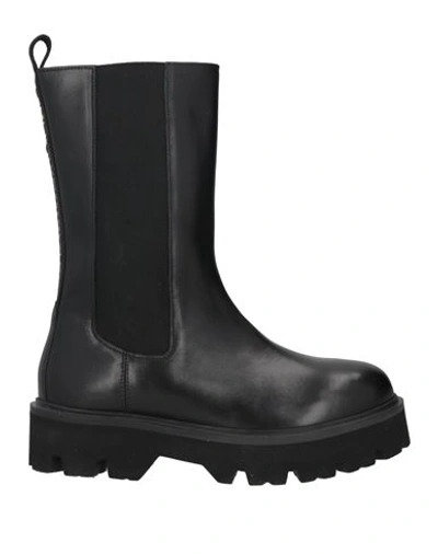 Blauer Woman Ankle Boots Black Size 9 Soft Leather, Textile Fibers
