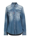 Dsquared2 Stretch Denim Saharan Shirt With Snap Buttons In Blue