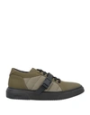 Add X Baldinini Man Sneakers Military Green Size 7 Soft Leather, Textile Fibers