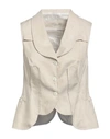 CAPALBIO CAPALBIO WOMAN VEST BEIGE SIZE 6 LINEN, VISCOSE