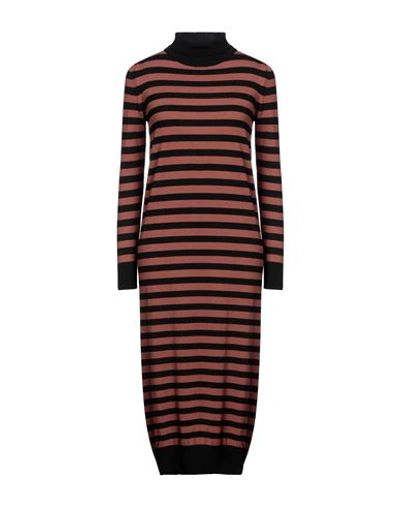 Vanessa Scott Woman Midi Dress Brown Size Onesize Viscose, Polyester, Polyamide