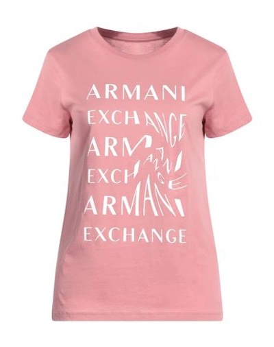 Armani Exchange Woman T-shirt Pastel Pink Size L Cotton
