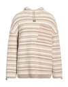 Jacquemus Striped-pattern Oversized Knitted Hoodie In Beige