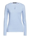 Messagerie Woman Sweater Light Blue Size L Virgin Wool, Viscose, Cashmere, Synthetic Fibers