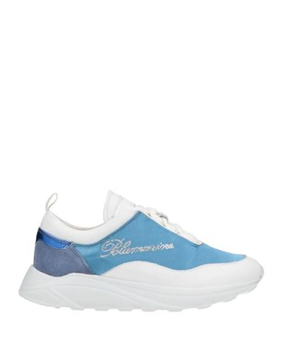 Blumarine Woman Sneakers Pastel Blue Size 5 Soft Leather, Textile Fibers