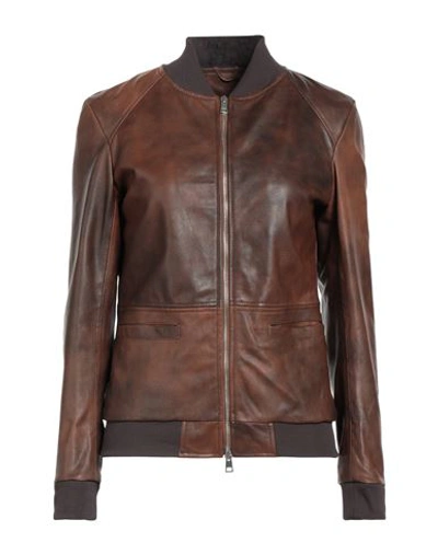 Giorgio Brato Woman Jacket Brown Size 10 Soft Leather