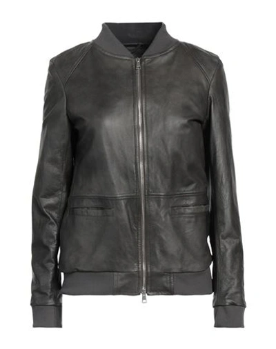 Giorgio Brato Woman Jacket Lead Size 10 Soft Leather In Grey