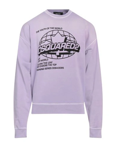 Dsquared2 Man Sweatshirt Light Purple Size 3xl Cotton