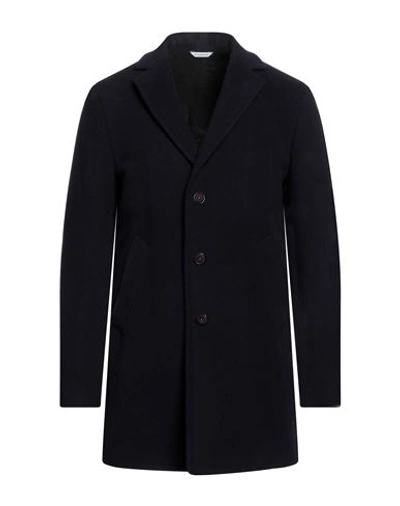 Manuel Ritz Layered Single-breasted Coat In Navy Blue