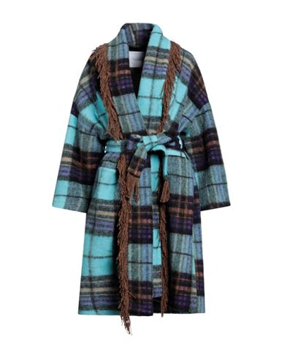 Gaelle Paris Gaëlle Paris Woman Coat Sky Blue Size 6 Wool, Polyester