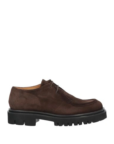 Anna F . Woman Lace-up Shoes Dark Brown Size 10 Soft Leather
