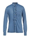 Prada Man Shirt Slate Blue Size 17 Polyamide