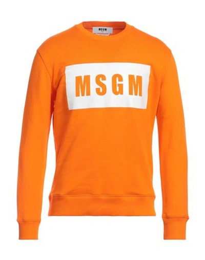 Msgm Man Sweatshirt Orange Size L Cotton In Orange