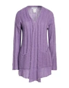 Kaos Woman Cardigan Mauve Size M Mohair Wool, Acrylic, Polyamide In Purple