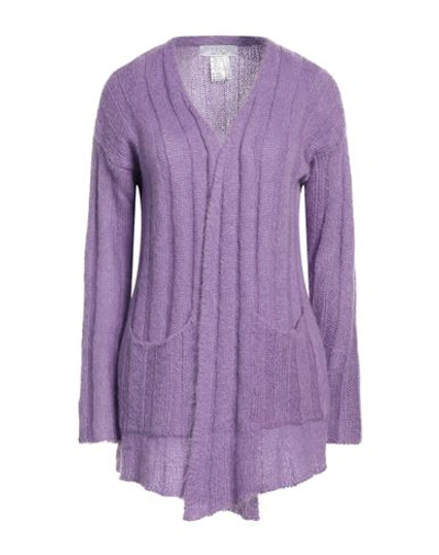 Kaos Woman Cardigan Light Purple Size M Mohair Wool, Acrylic, Polyamide