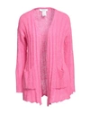 Kaos Woman Cardigan Fuchsia Size M Mohair Wool, Acrylic, Polyamide In Pink