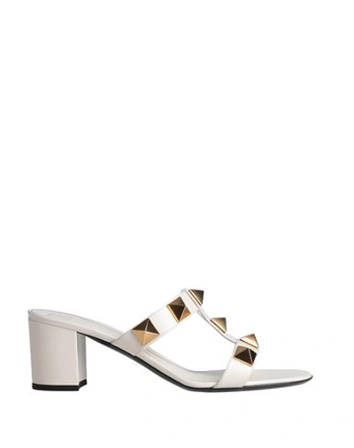 Valentino Garavani Woman Sandals Off White Size 10 Soft Leather In Off White
